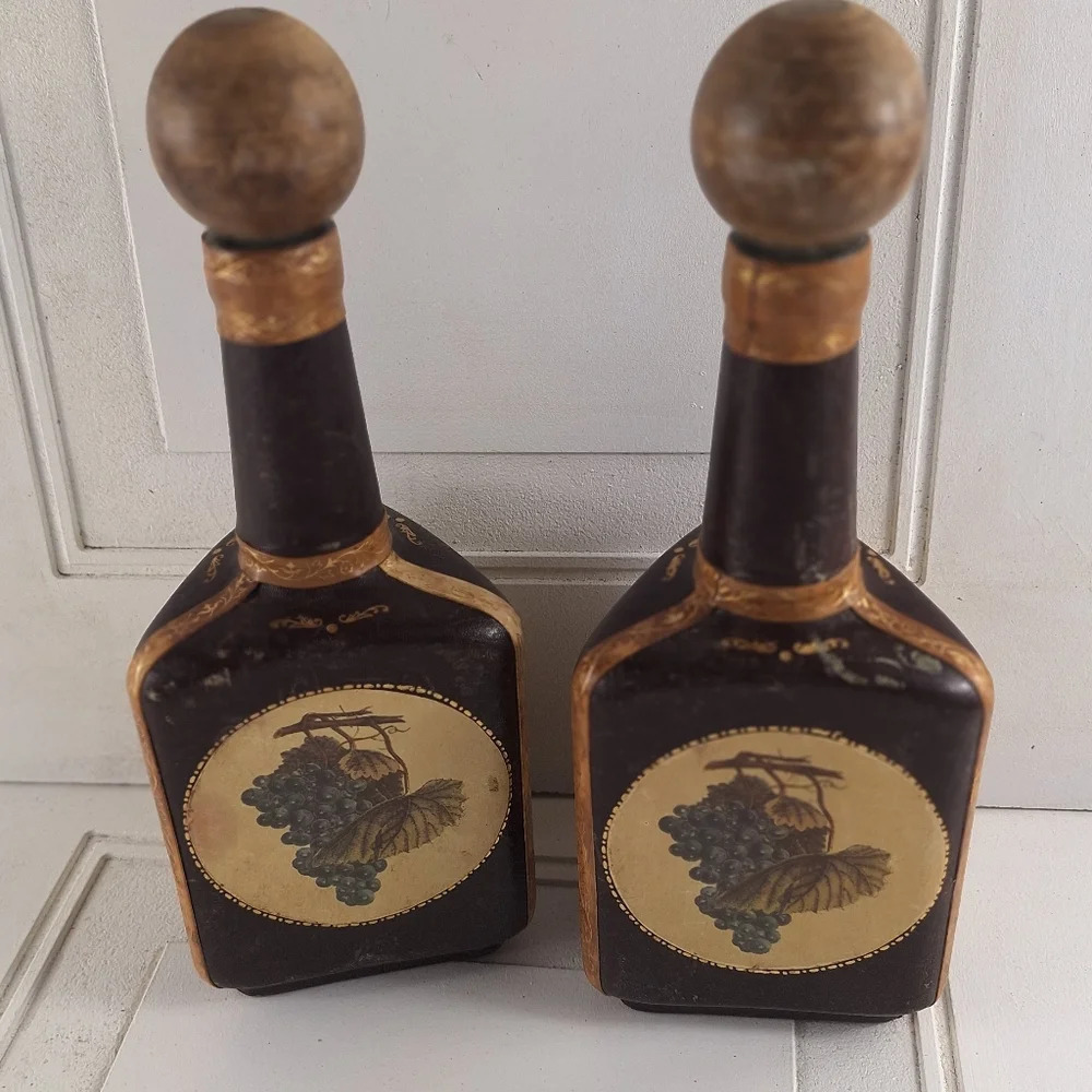 Vintage leather-wrapped glass decanters Rustic